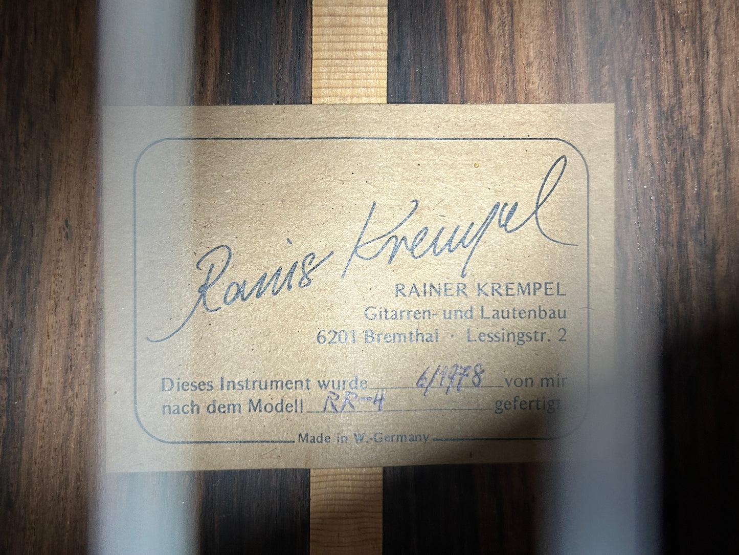 Rainer Krempel RR-4 - Etikett