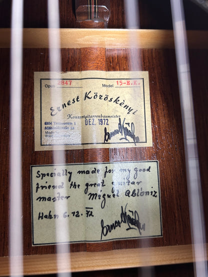 Ernest Köröskenyi-15 E.K. Miguel Abloniz Etikett, Widmung