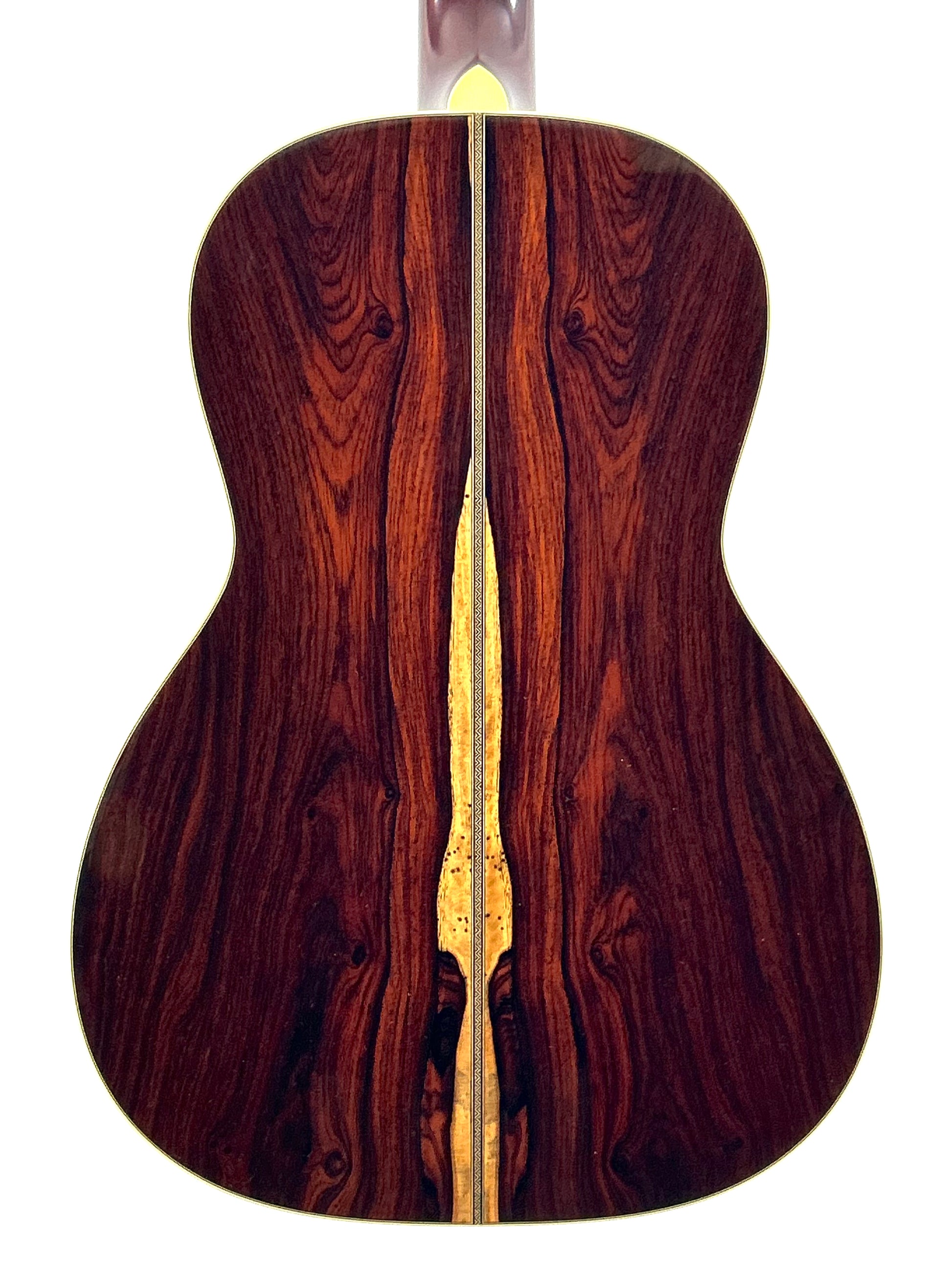 Cocobolo-Gitarrenboden der Santa Cruz OO~Skye mit dekorativem Mittelstreifen