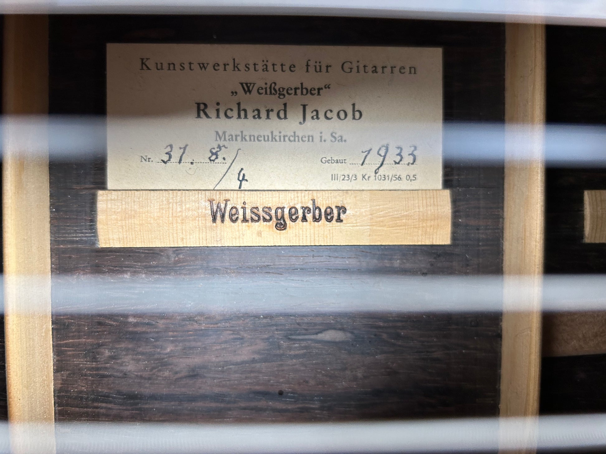 Richard Jacob Weißgerber 1933 - Etikett